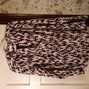 Calvin Klein dress blouse.  Burgundy, cream, dusty pink, and black.